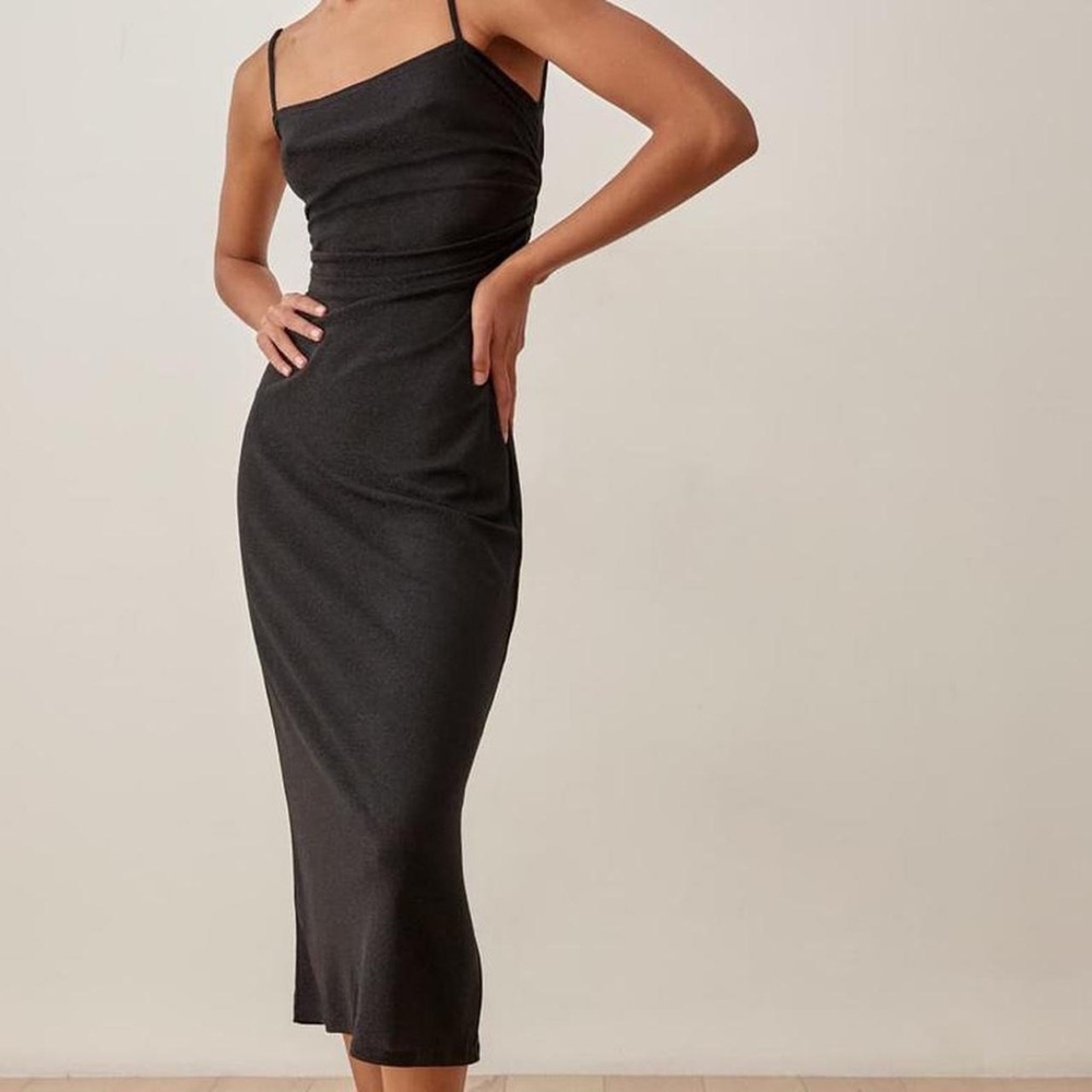Reformation Breslin Dress in black
